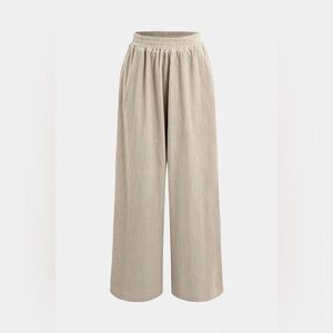Micas Solid Pleated Wide Leg Corduroy Pants
